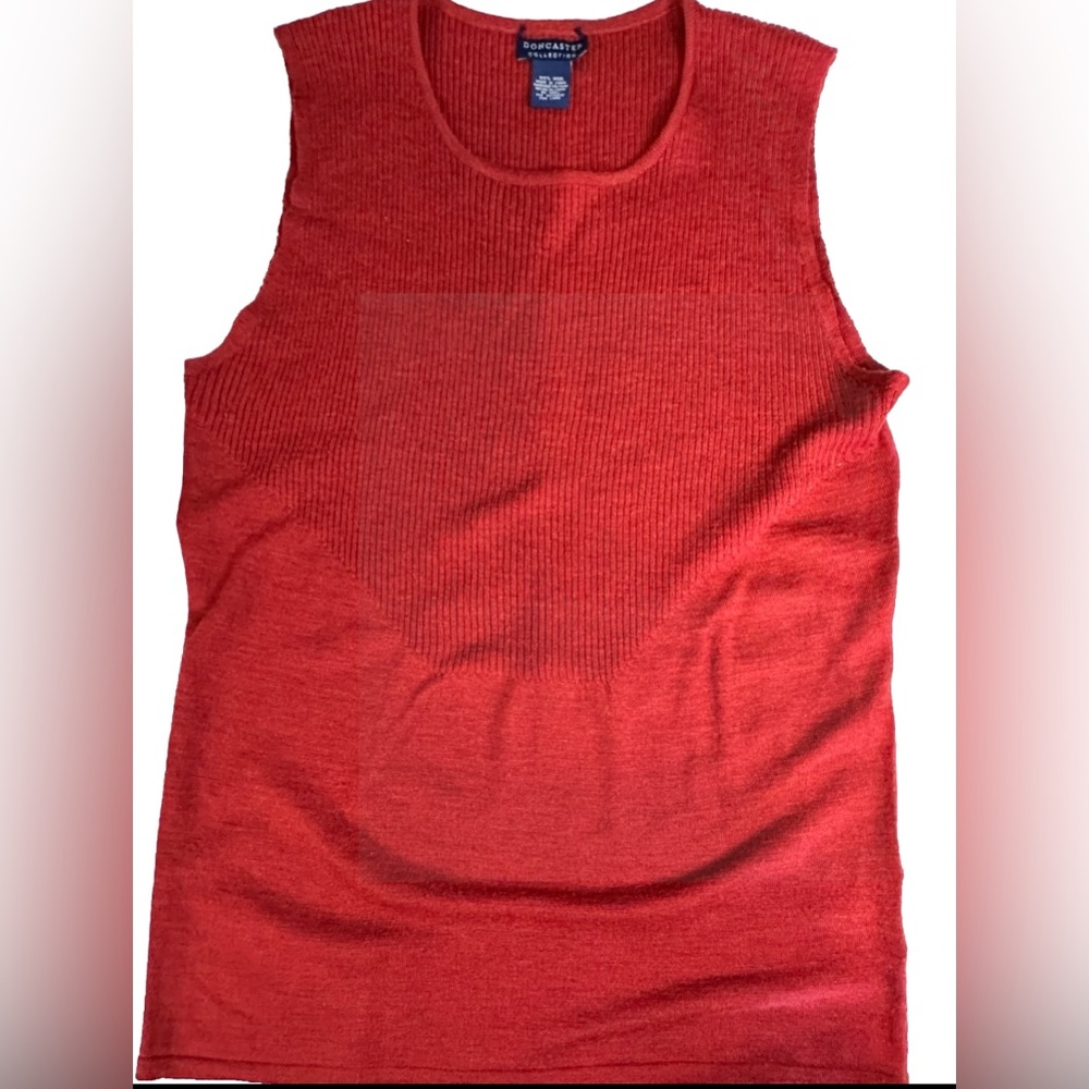 Doncaster Women’s‎ Sleeveless Wool Sweater Top Brick Red 100% Wool Lg Pre-owned